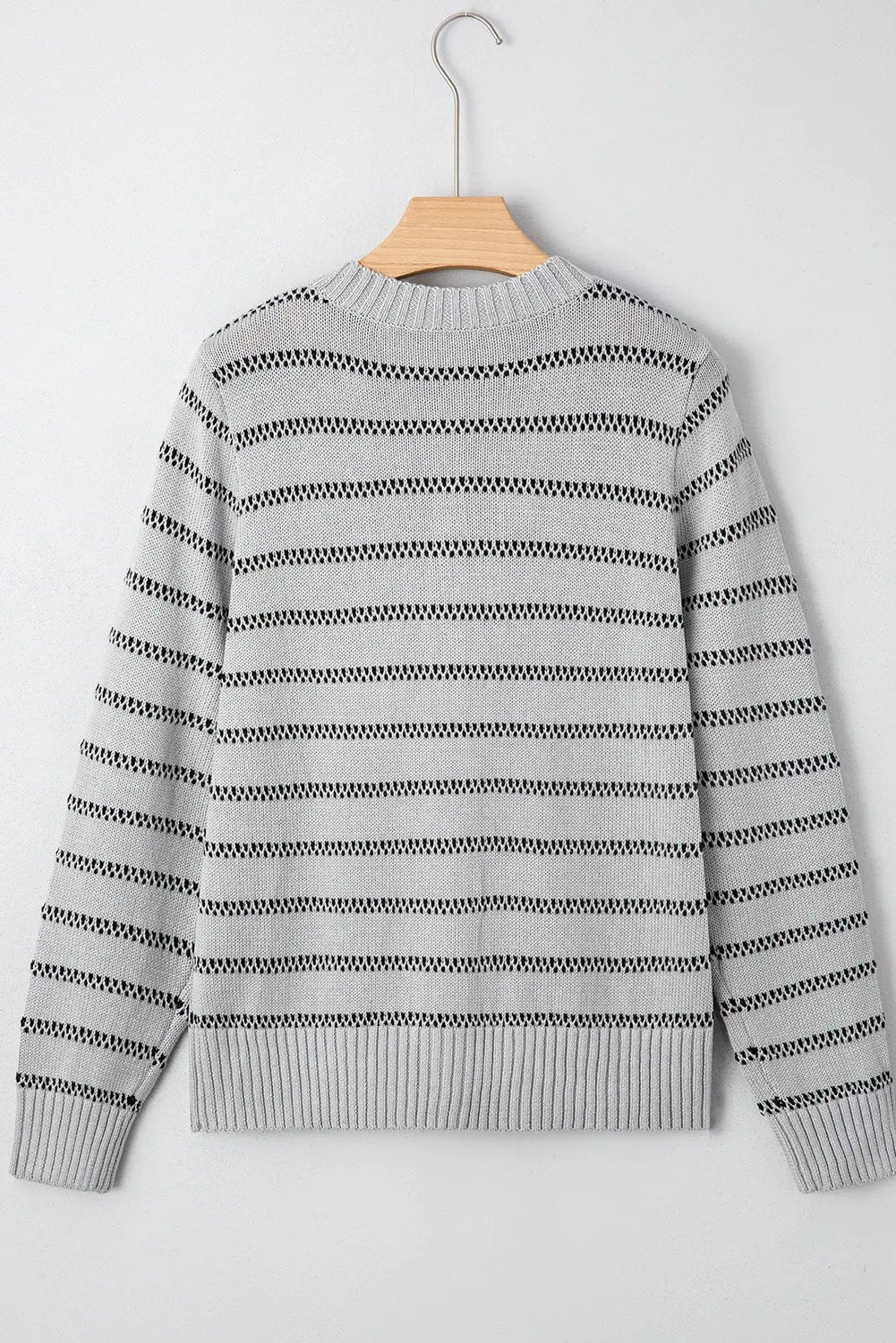 Gray Stripe Button Front Ribbed Trim Short Cardigan Dear-Lover Dropshipping